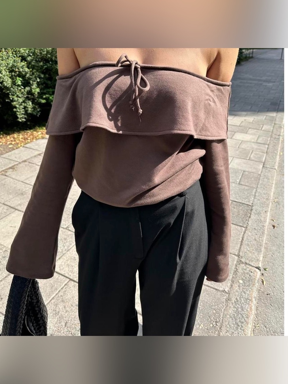 Djerf Avenue Morena Off Shoulder Top Brown XXL